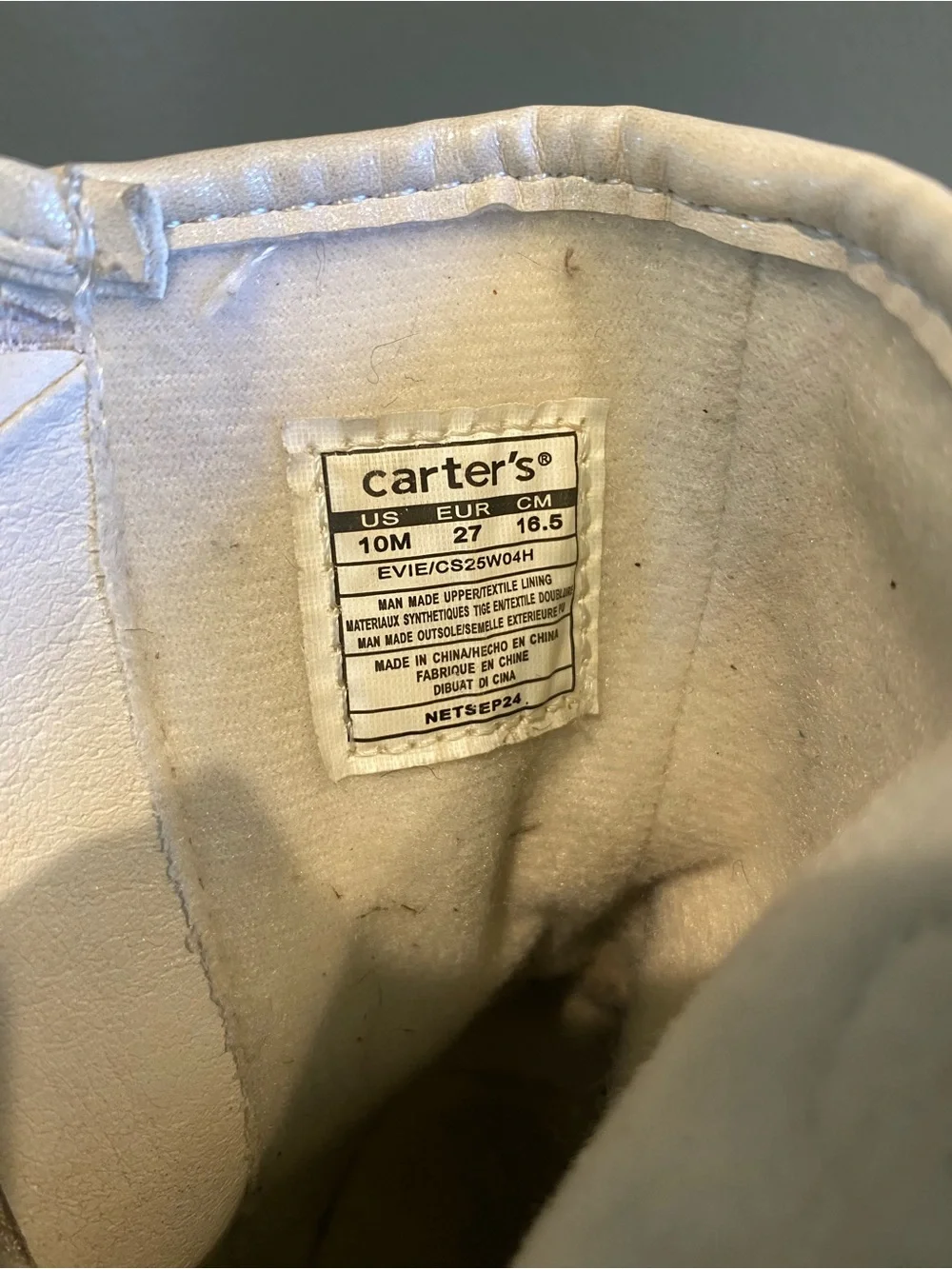 Carter's White Leather Kids Ankle Boots